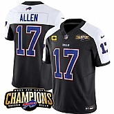 Men & Women & Youth Buffalo Bills #17 Josh Allen Black White 2023 F.U.S.E. AFC East Champions With 4-star C Ptach Stitched Jersey,baseball caps,new era cap wholesale,wholesale hats